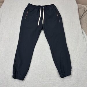 Wowie Pants Mens Sz Medium (32x27) Black Joggers Ribbed Cuffs Elastic Slim Taper